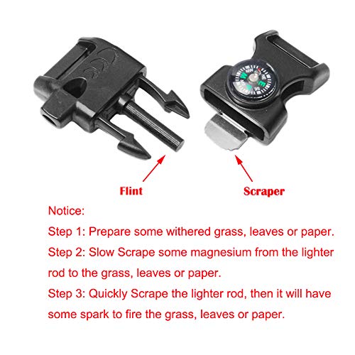 Paracord Buckle with Whistle Compass, Side Release Plastic - Image 7