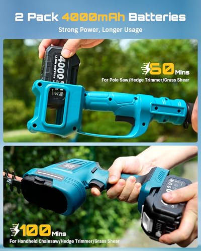 SEESII 6-in-1 Cordless Pole Saw & Hedge Trimmer Combo - Image 6
