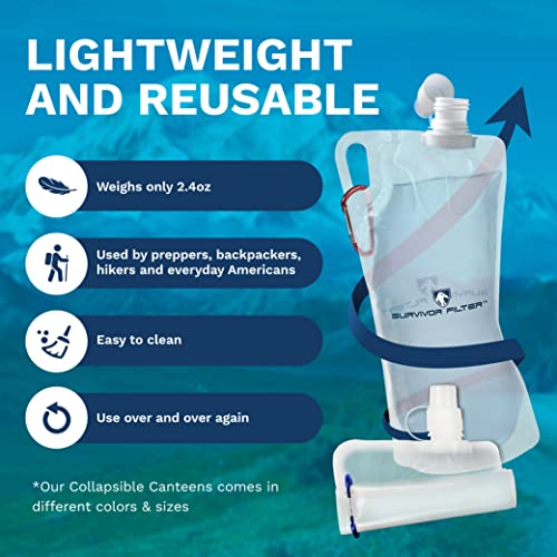 Survivor Filter Clear Collapsible Water Bottles - Travel, Hiking - Image 6