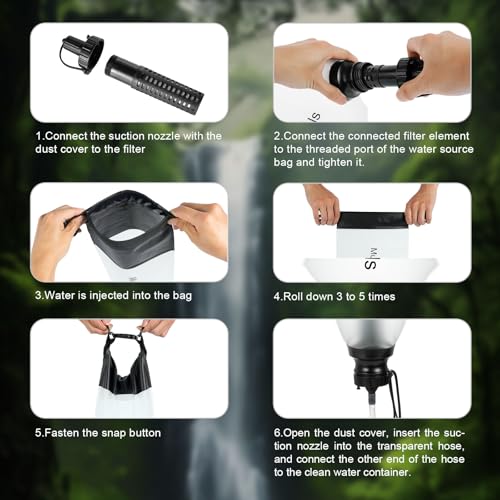 Gravity Water Filter Straw 3L, Camping Water Filtration - Image 6