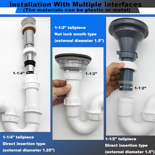 White 1 1/4" and 1-1/2" P-Trap Plumbing Kit with Threaded - Image 7