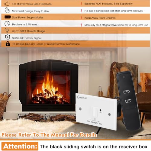 Universal Gas Fireplace Remote Control, Dual Power Millivolt - Image 5