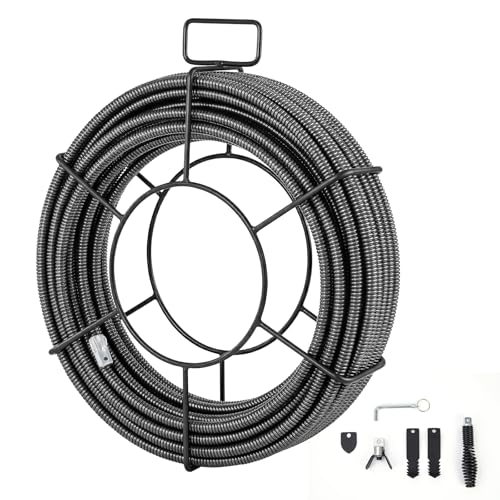100ft Heavy-Duty 1/2" Solid Core Drain Snake Cable with 4 - Image 2