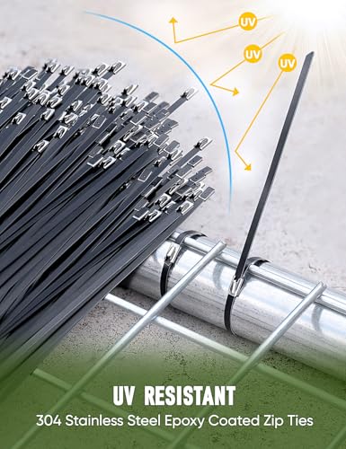 Black Metal Zip Ties Heavy Duty: Cable Tie Gun Tool Kit + 150 Pcs - Image 5