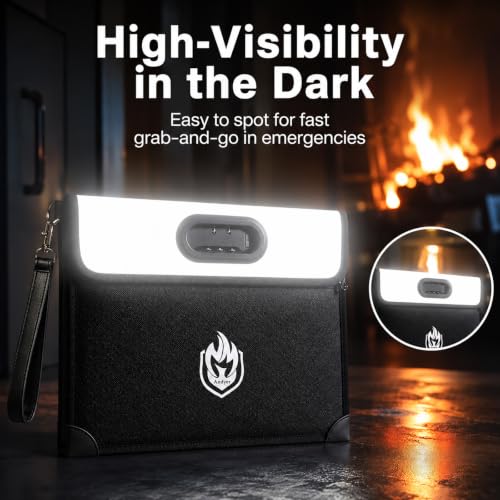 2-Pocket Fireproof Document Bag with Lock, 6500℉ Fireproof Money - Image 7