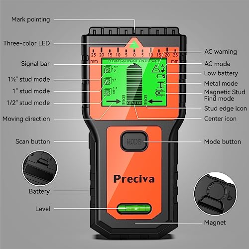 Stud Finder, Preciva Wall Scanner-8 in 1 Multifunctional | Home Repair - Image 4