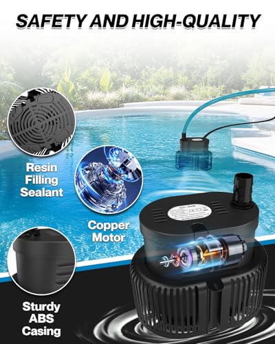 AgiiMan 850GPH Pool Cover Pump, Submersible Sump Pump above - Image 4