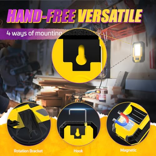 WARSUN 2 PC Portable LED Rechargeable Work Light,Magnetic - Image 6