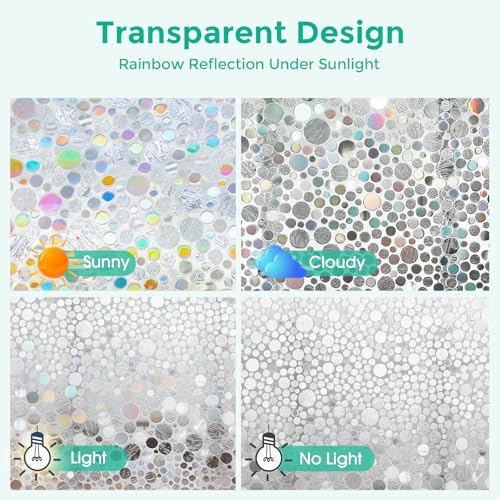 Stained Glass Window Privacy Film,Rainbow Iridescent Bubble 17.5" - Image 6