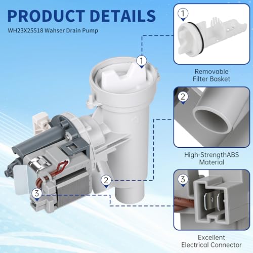 WH11X34740 WH23X25518 Drain Pump GFW450SSM1WW Fit for GE Front - Image 6