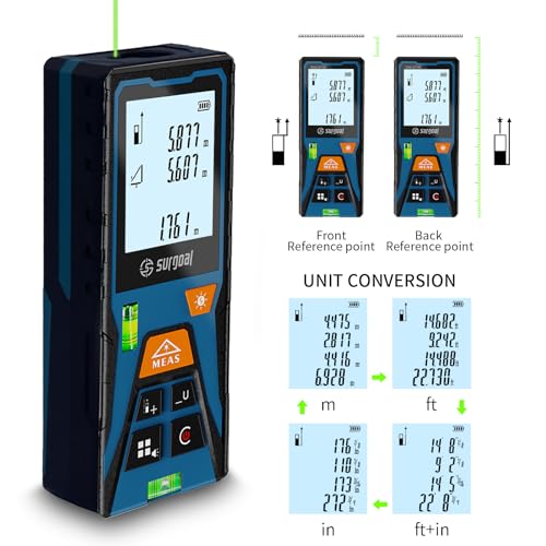 Laser Distance Measure Backlit LCD with Bubble Levels - Image 5