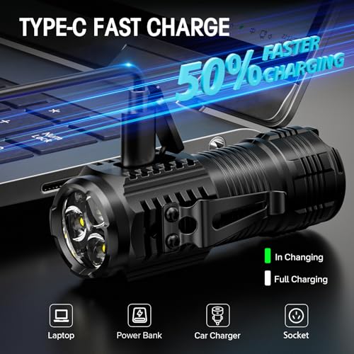 LETMY Rechargeable Mini Flashlights with Magnetic Base, 2 - Image 3