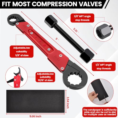 5 Pcs Plumbing Tools Kit with Angle Stop Wrench Kit - Image 3