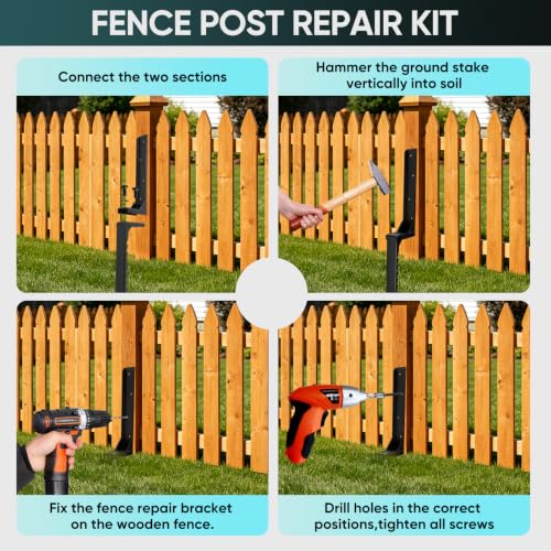 4Pcs Fence Post Repair Kit, H-Shaped Anchor Ground Spike, 3mm - Image 6
