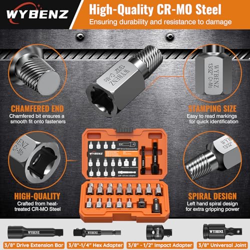17Pcs Screw Extractor Set, 3/8" Inch Drive Multi-Spline - Image 7
