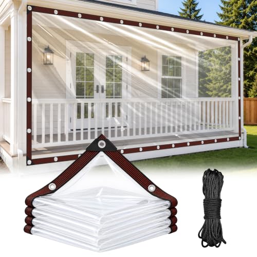 8x16 FT Clear Tarp with Grommets, Heavy Duty Waterproof Plastic - Image 2