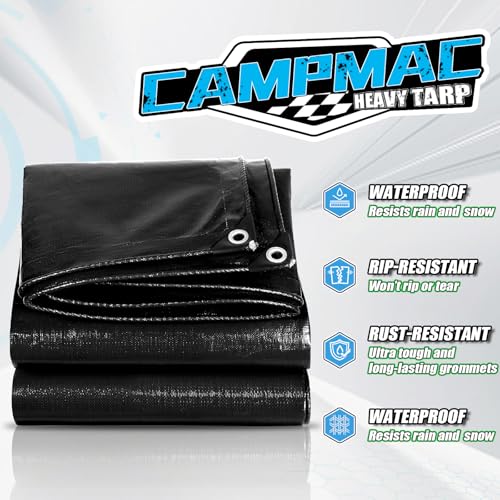 Black Tarps Heavy Duty Waterproof 10x12, 12 Mil Thick - Image 3
