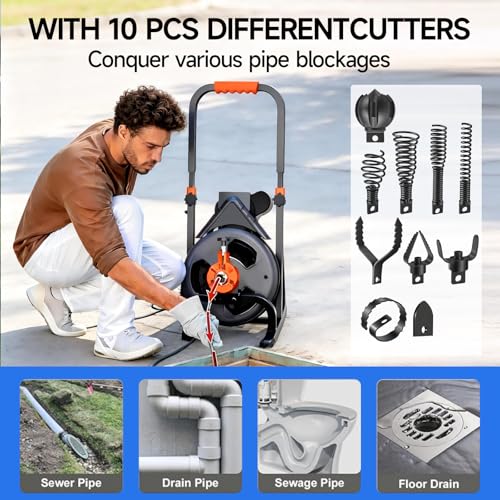 10-Piece Drain Snake Drill Attachment, Cutters Tackle Any - Image 7