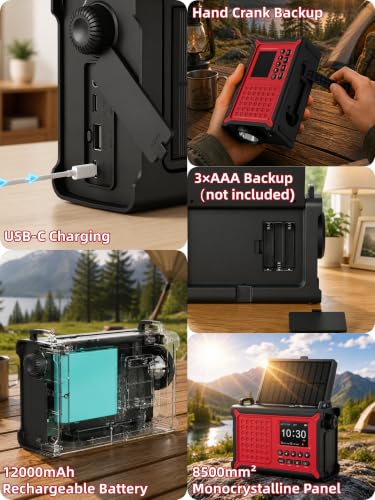 Mesqool S.A.M.E. NOAA Weather Alert Radio with Solar & Hand Crank - Image 7