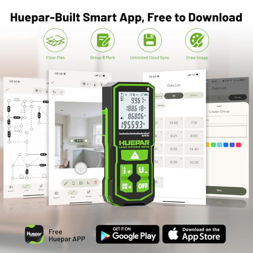 Huepar 200Ft Bluetooth Laser Measuring Tool S60-BT, APP Control - Image 3