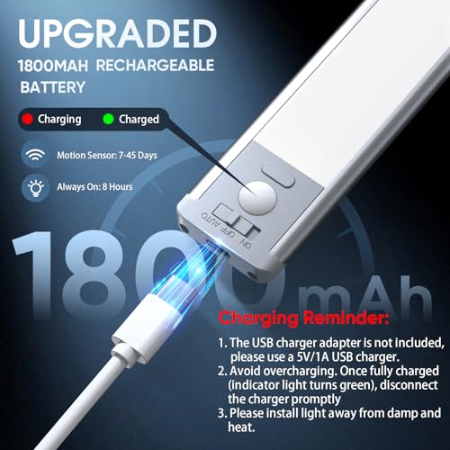 MCGOR 10inch Under Cabinet Lighting, 2 Pack Rechargeable - Image 6