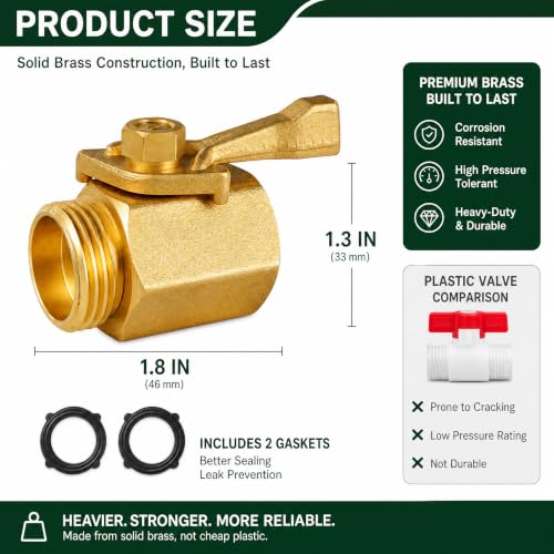 LIULO TOOL Brass Garden Hose Shut Off Valve, 2 Pack Heavy - Image 4