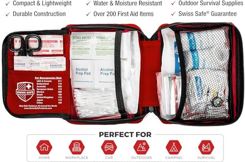 Swiss Safe 200 Pcs First Aid Kit for Camping, Travel - Image 4