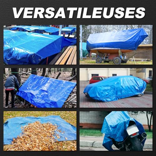 Tarps Waterproof 8x10 Feet, 2 Pack Heavy Duty Blue Tarp Cover 8 - Image 6