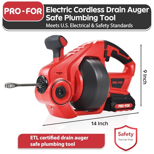 20V Cordless Electric Drain Snake, 25 ft Drain Auger Clog Remover - Image 3