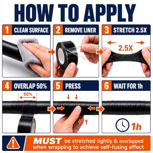 Self Fusing Silicone Tape 2 Rolls Flex Seal Tape 1 Inch x 10 Feet - Image 5