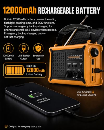 Emergency Radio with Hand Crank & Solar, NOAA Weather Band - Image 6