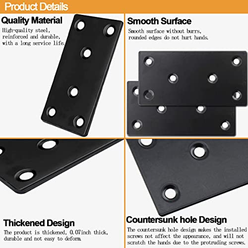 20Pack 4x2 Inch Black Flat Mending Plates Flat Bracket | Home Repair - Image 4