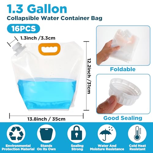 16 Pcs Water Emergency Container Bag, 1.3 Gallon Storage Bags - Image 3