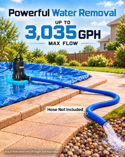SEESII Automatic Pool Cover Pump, 1/3 HP 3035 GPH - Image 5