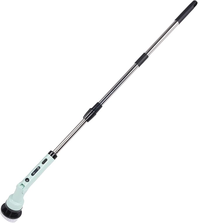 Brrnoo Electric Cleaning Brush, Cordless Scrubber with 3 Power Levels and Replaceable Brush Heads, for Bathroom Kitchen Car Deep Cleaning (Green)