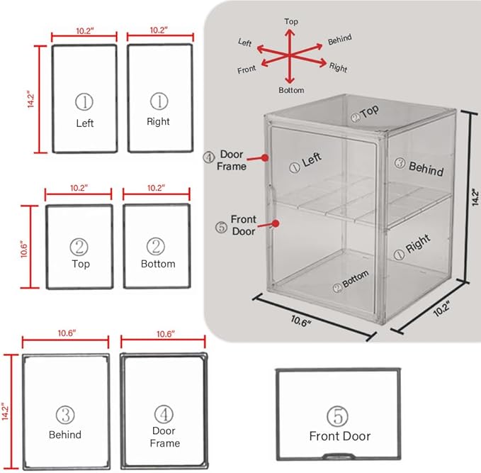 X-Large Clear Acrylic Display Case for Collectibles, Storage Bins/Box with Magnetic Lid and Stackable Design, 3 Adjustable Layers, Display Box for Shoes, Dolls, Purses, Toys, Cosmetics