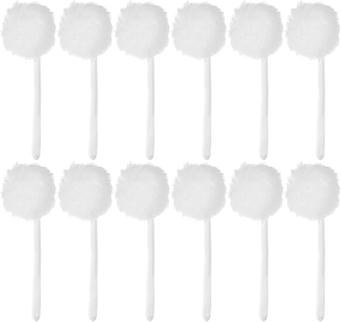 12 Pack Toilet Bowl Brushes Disposable, White Soft Toilet Bowl Brushes with Long Plastic Handle, Silk Cotton Brush for Bathroom, Toilet Bowl, Washbasin, Bathtub & Tiles, 11 x 4.3 Inch