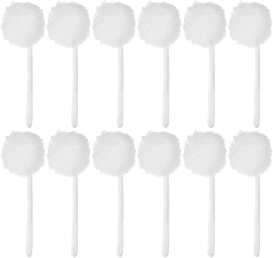 12 Pack Toilet Bowl Brushes Disposable, White Soft Toilet Bowl Brushes with Long Plastic Handle, Silk Cotton Brush for Bathroom, Toilet Bowl, Washbasin, Bathtub & Tiles, 11 x 4.3 Inch