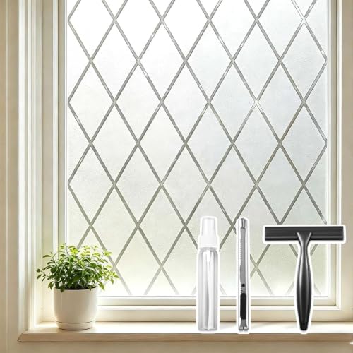 Frosted Window Privacy Film Diamond Static Cling 17.5 x 78.7 in - Image 2