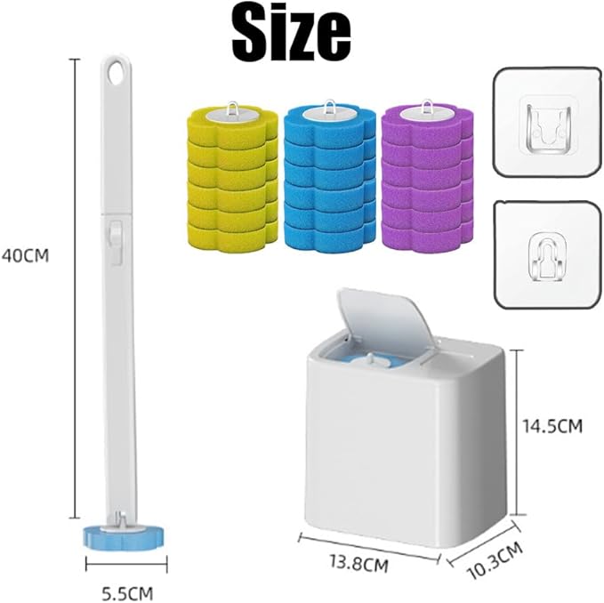 2026 New Disposable Toilet Brush, Disposable Toilet Cleaning System, Ocean/Lemon/Lavender 3 Aromatherapy, Includes Disposable Cleaning Stick, Storage Box and Scented Refill Tabs (Grey-Lemon*18)