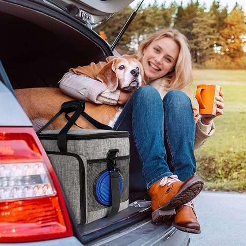 6 Set Dog Travel Bag, Large Pet Travel Kit for Supplies, Grey - Image 5