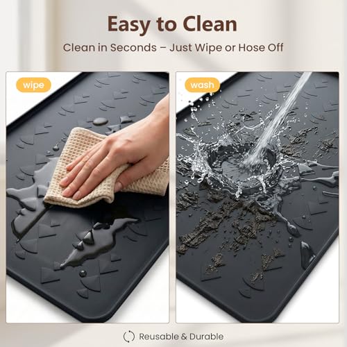 Oil Drip Pan 34" x 22" Black Silicone, Oil Drip Pan for Under Car - Image 7