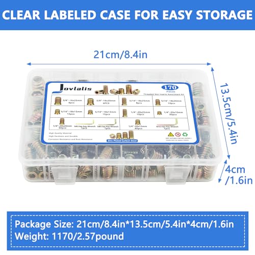 Threaded Inserts 170 PCS, 10 Sizes Assortment Kit for Wood - Image 8