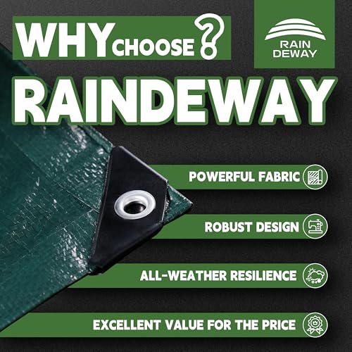 RAINDEWAY Green Tarp 10x12 Feet,5.5Mil Multipurpose Waterproof - Image 3