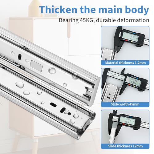 Soft Close Drawer Slides 14 Inch, 6 Pairs – Full Extension 100LB - Image 8