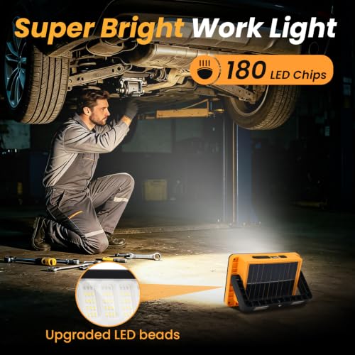 2Pack Solar Rechargeable LED Work Light with Magnetic Stand - Image 3