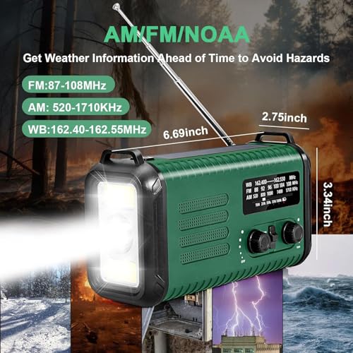 Hand Crank Emergency Radio, NOAA Weather Radio with AM/FM & Solar - Image 6