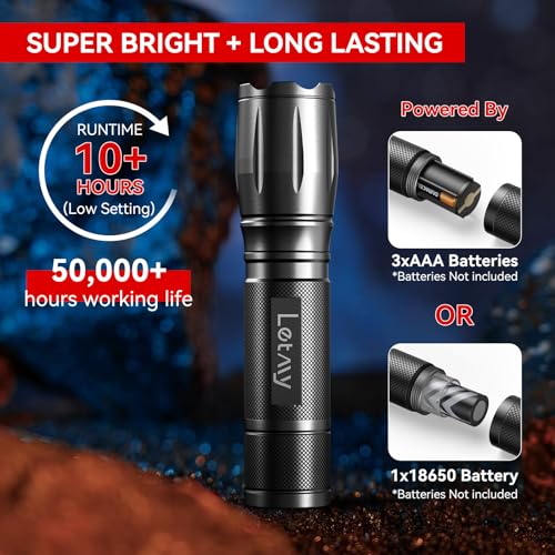 LETMY Tactical Flashlight S2000-2 Pack Bright Military - Image 5