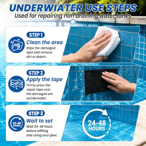 Black Waterproof Tape, Flexible Rubberized Leak Repair - Image 6