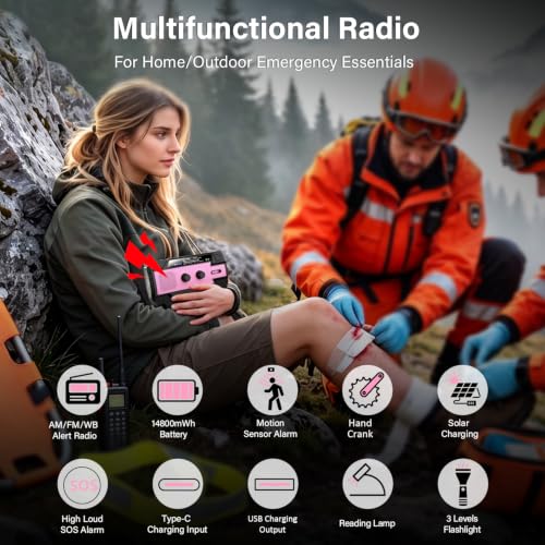 Emergency Radio with Motion Sensor Alarm, AM FM NOAA Weather - Image 3